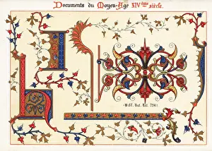 14th Century: Initial letters from Jean de Sy's illuminated