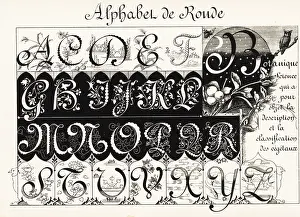 Chromolithograh: Initial letters in the Ronde (Round) script decorated