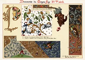 Xve Siecle: Initials, borders, and design elements from illuminated