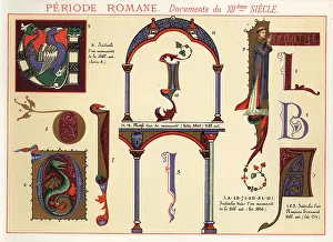 12th Century: Initials, design elements and frames from documents
