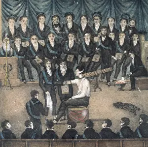 Watercolors: Initiation ceremony of a Freemason (19th c.)