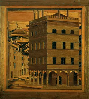 Carvers: Inlaid panel with house Florentine