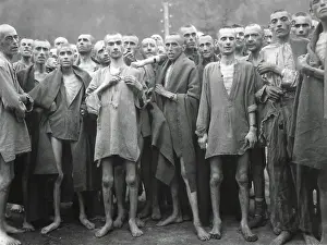 Emaciated: Inmates of Ebensee concentration camp after their