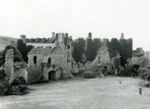 Tenby: Inner courtyard of Manorbier Castle, near Tenby, Wales