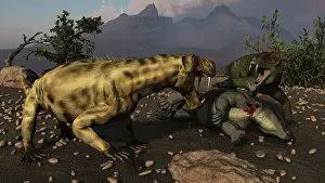 Paleoecology: Inostrancevia moving in on a kill made by a Doliosauriscus