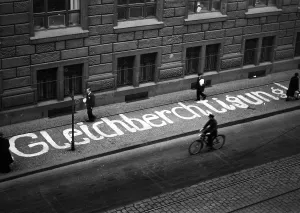 Equal: The inscription Equal rights on a sidewalk in Berlin, 1933