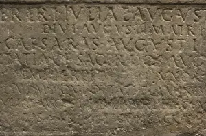 Tittle: Detail of the inscription on a pedestal