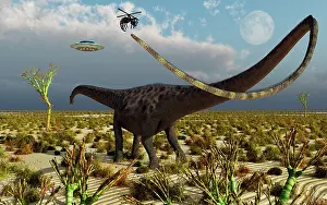 Frustration: Insectoid drones attack a Diplodocus dinosaur