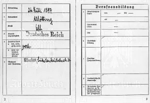 Proof: Inside of an ID card of the RAD, 1936