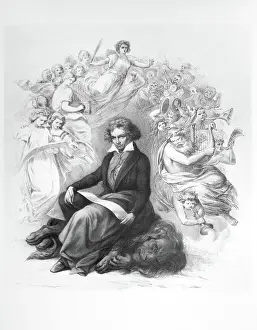 Stieler: Inspiration of Ludwig van Beethoven, engraving