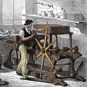Mezzotint: Intaglio, Copperplate Printing Press, 1882