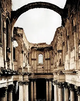 Arras: Interior of Arras Cathedral after German shell fire, WW1
