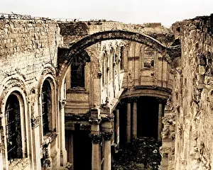 Arras: Interior of Arras Cathedral after German shell fire, WW1