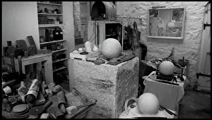 Hepworth: Interior of Barbara Hepworth's studio, St Ives, Cornwall