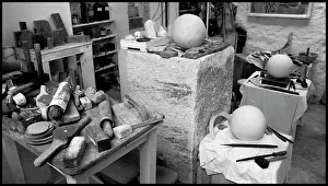 Hepworth: Interior of Barbara Hepworth's studio, St Ives, Cornwall