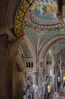 Fourviere: Interior, Basilique Notre-Dame de Fourviere, Lyon, France