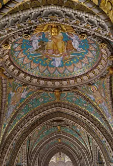 Fourviere: Interior, Basilique Notre-Dame de Fourviere, Lyon, France