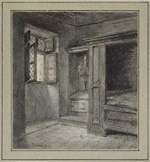 Daubigny: Interior of a Bedroom with a Sanctuary on the left