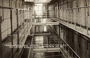 Convicts: Interior of cell block at Portland Prison, Dorset