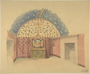 Crace: Interior of a Chapel with Altar, 19th century