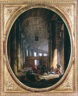 1769: Interior of the colonnade of St Peter's, Rome