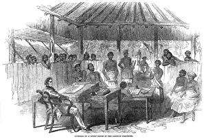 Kandy: The interior of a court house, Ceylon