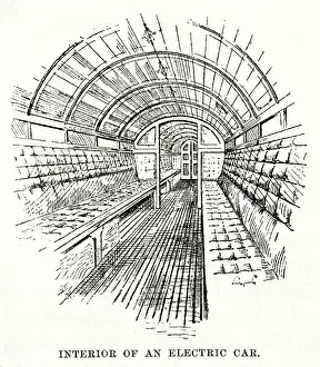 Borough: Interior of electric underground train, City Line, London