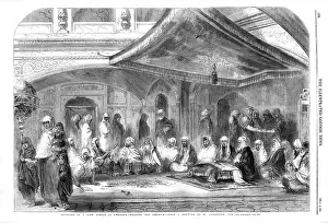 Worshipping: Interior of Golden Temple at Amritsar, 1858