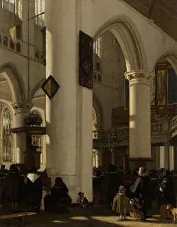 Witte: Interior of Gothic Protestant Church During a Service