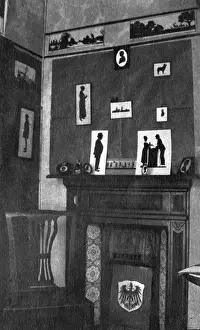 Mantelpiece: Interior of H. L. Oakley's silhouette studio