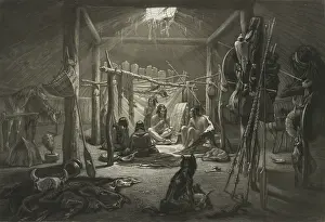 Teepee: The interior of the hut of a Mandan chief