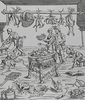 Lacroix: Interior of Italian Kitchen. Cooks preparing a