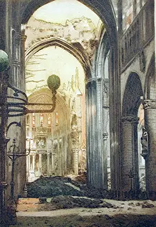 Aquatints: Interior de la Cathedral, d'Ypres