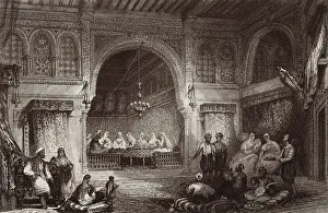 Romanticismo: Interior of a Moor Palace. Engraving (19th c.)