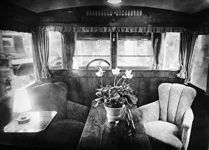 Camper: Interior shot of a camper van at the IAA in Berlin, 1928