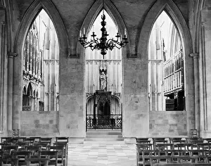 Albans: Interior of the St. Albans Cathedral, 1933