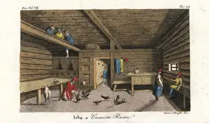 Izba: Interior of a traditional Russian loghouse