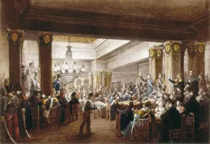 Nuevo: Interior view of cafe Nuevo'. Madrid, s.XIX. Engraving