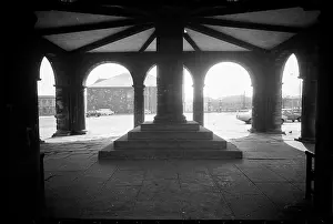 Flanking: An interior view of the Old Town Hall, showing