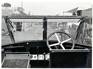 Thornycroft: Interior view of open top single decker bus