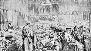 Staying: Interior of a YMCA hut in London