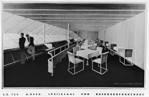 Blimp: Interior of the zeppelin LZ 129 Hindenburg