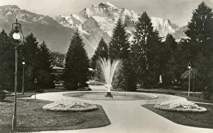Interlaken: Interlaken Kurgarten with Jungfrau Mountain behind