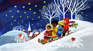 Retro Christmas: International Children on Sledge