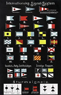 Markers: International system of flag signalling - German postcard