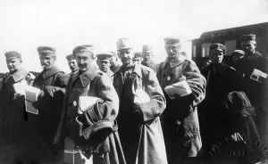 Incarceration: Interned soldiers in a camp in Denmark, 1917