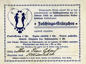 Mardi: Invitation card for the carnival gathering of the union for