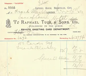 Invoice: Invoice from Raphael Tuck & Sons Ltd
