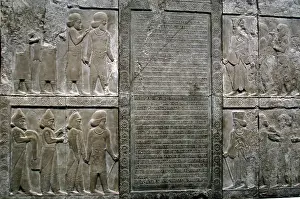 Rows: Iran. Persepolis. Palace of Darius I. Relief and cuneiform i