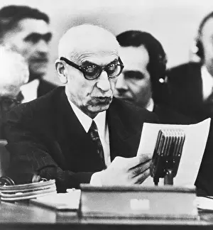Acknowledged: Iranian premier Mohammed Mossadegh appearing before